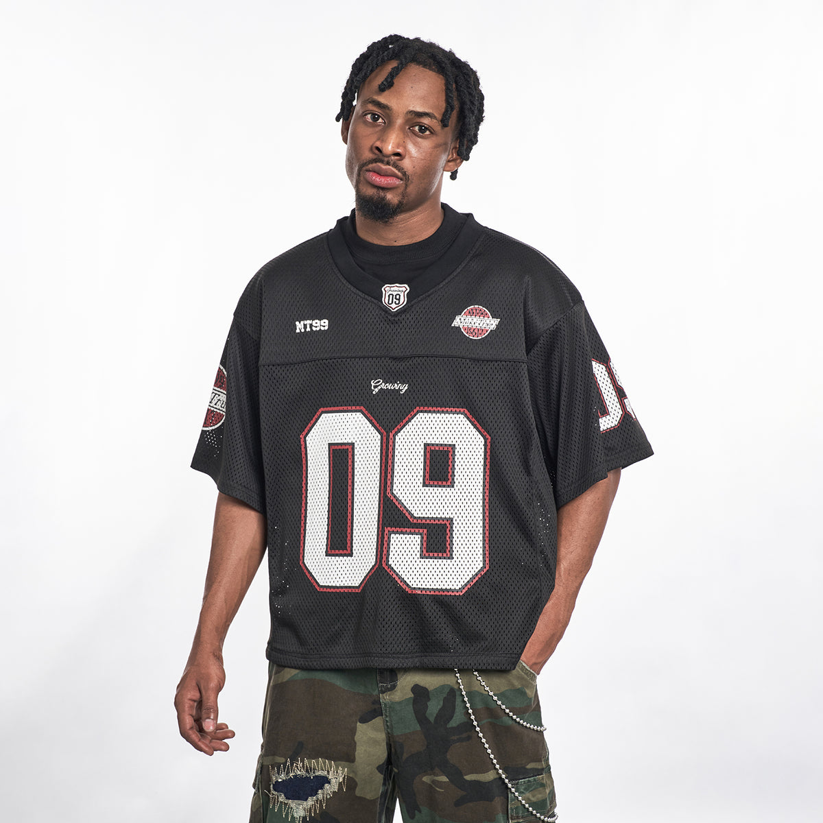 MT99 09 Patch Football Jersey model front view