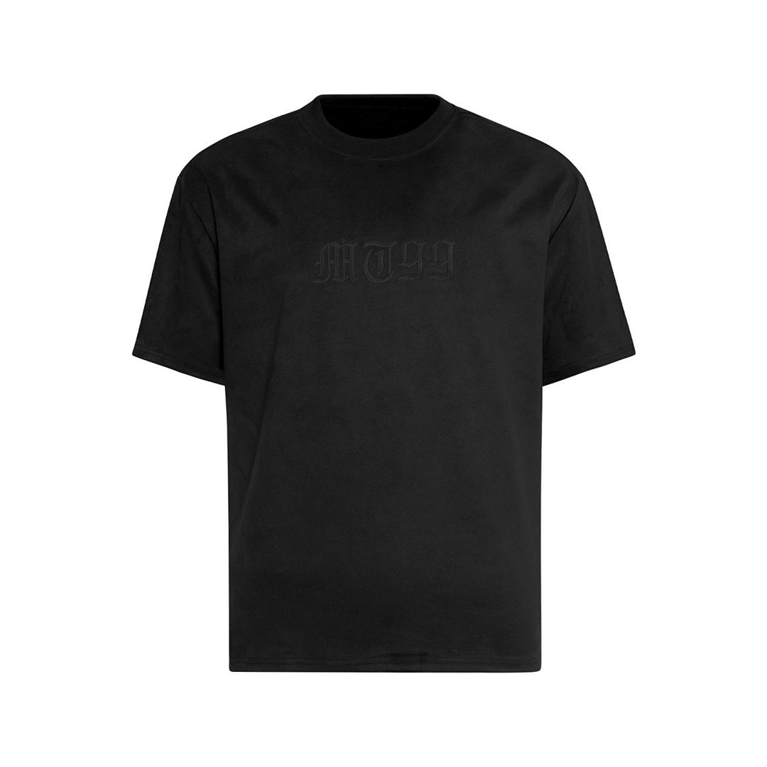MT99 Garment-Dyed Embossed Graphic Tee black front product image