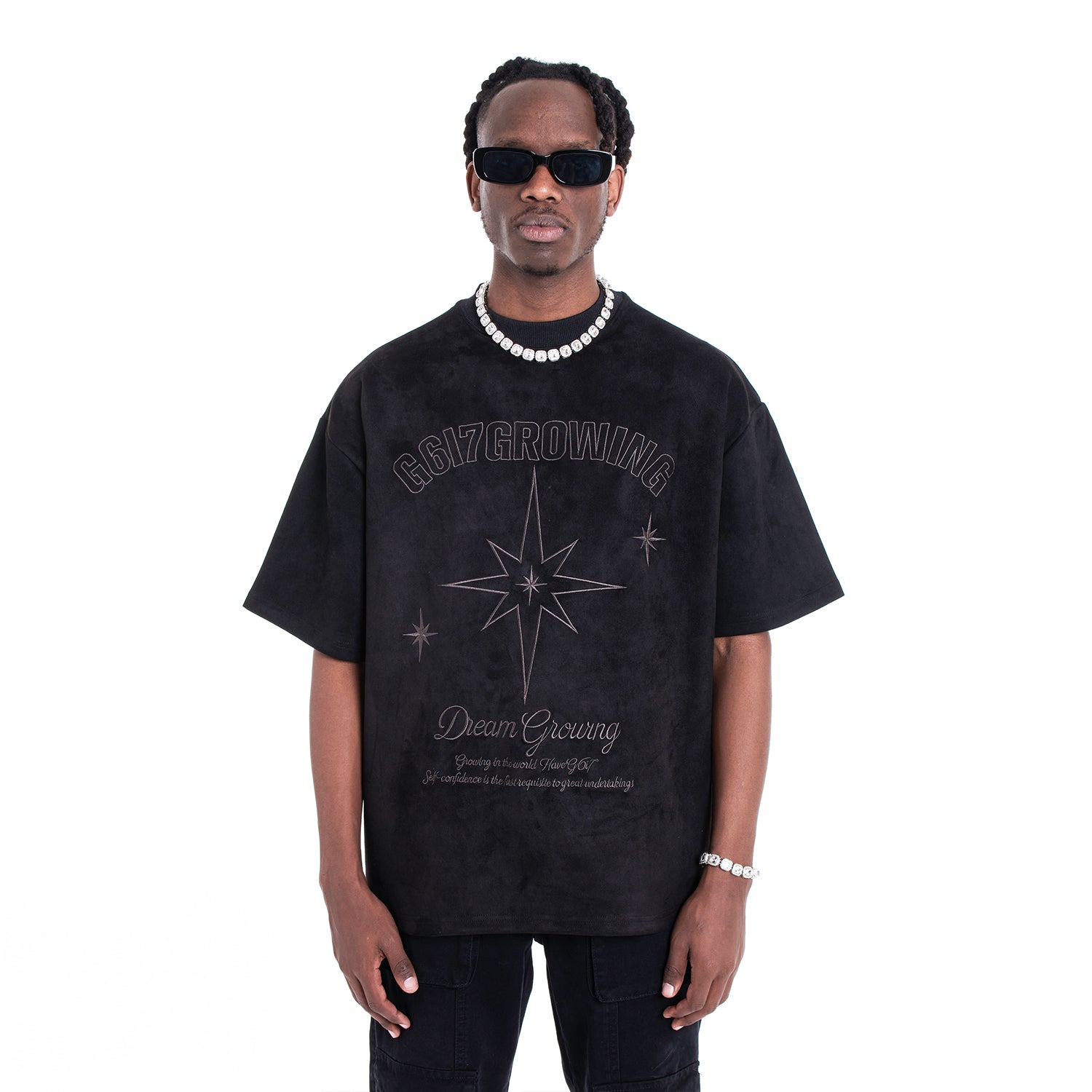 Compass Suede Graphic Tee - Black