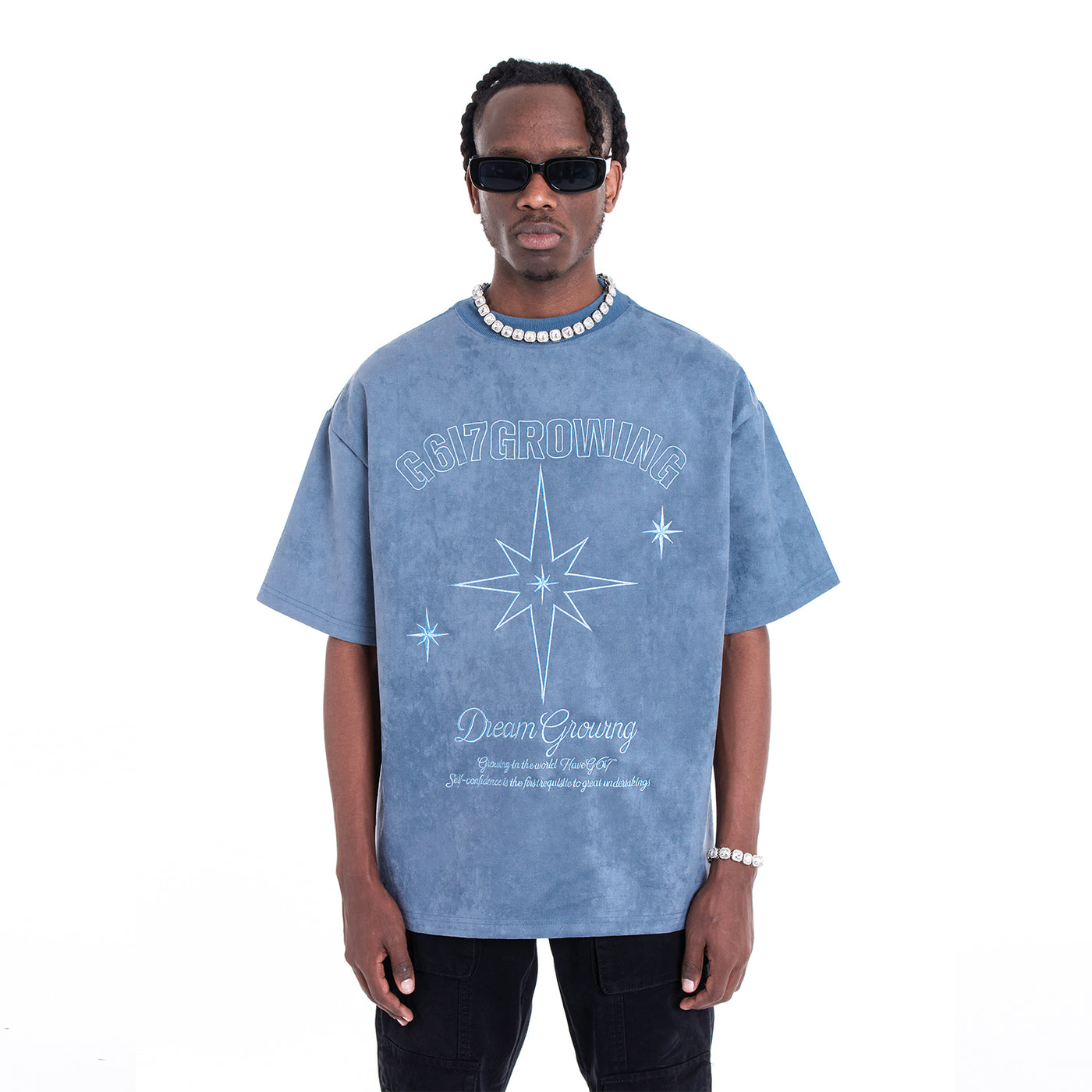 Compass Suede Graphic Tee - Blue