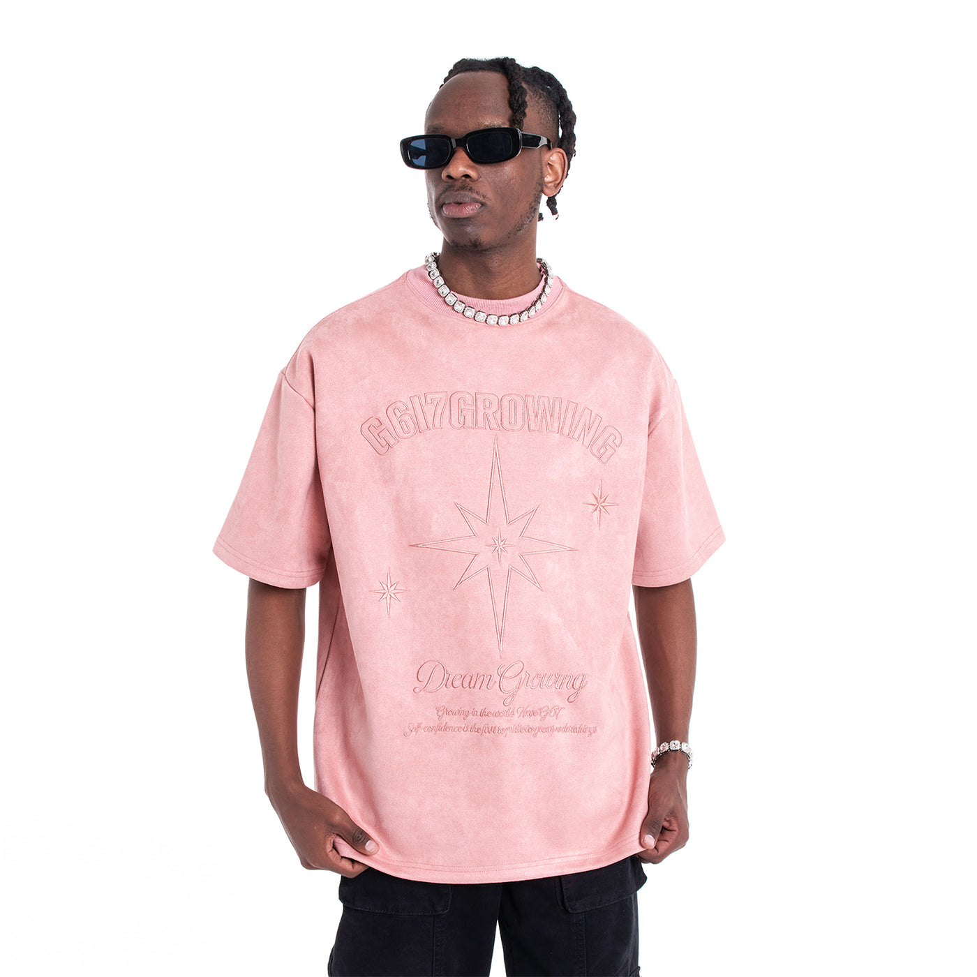 Compass Suede Graphic Tee - Pink