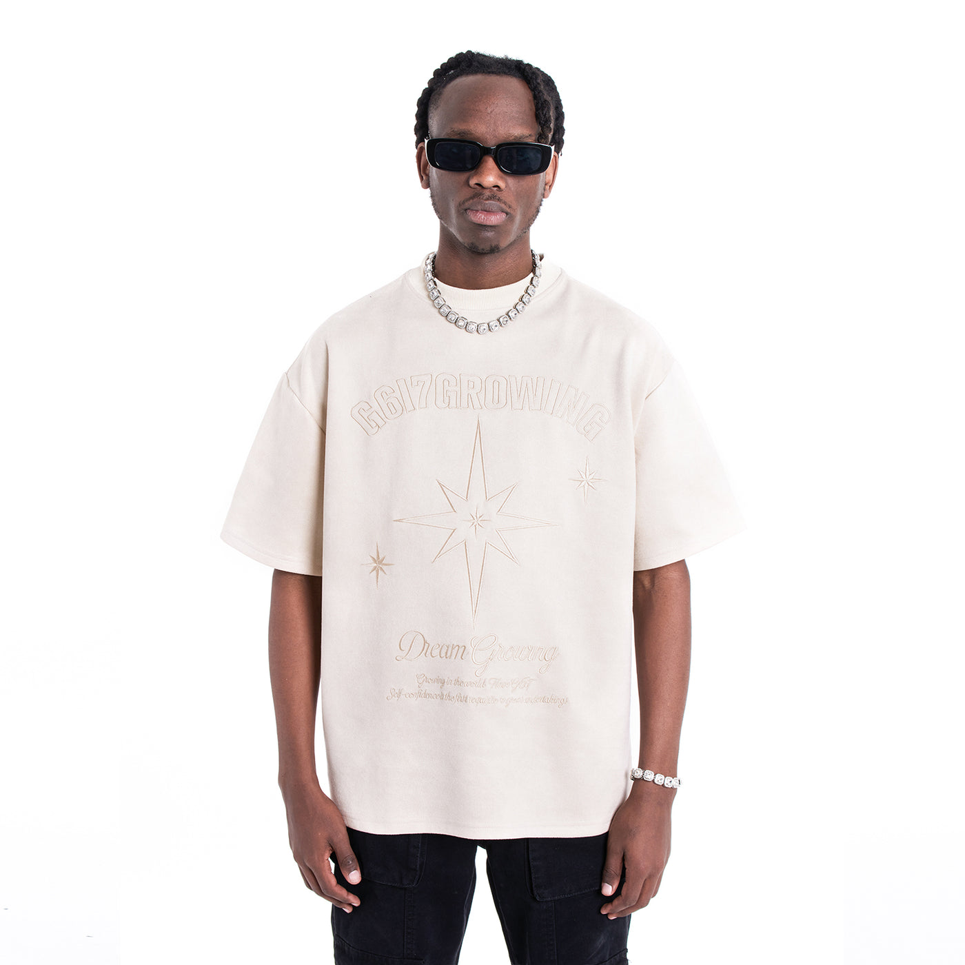 Compass Suede Graphic Tee - White