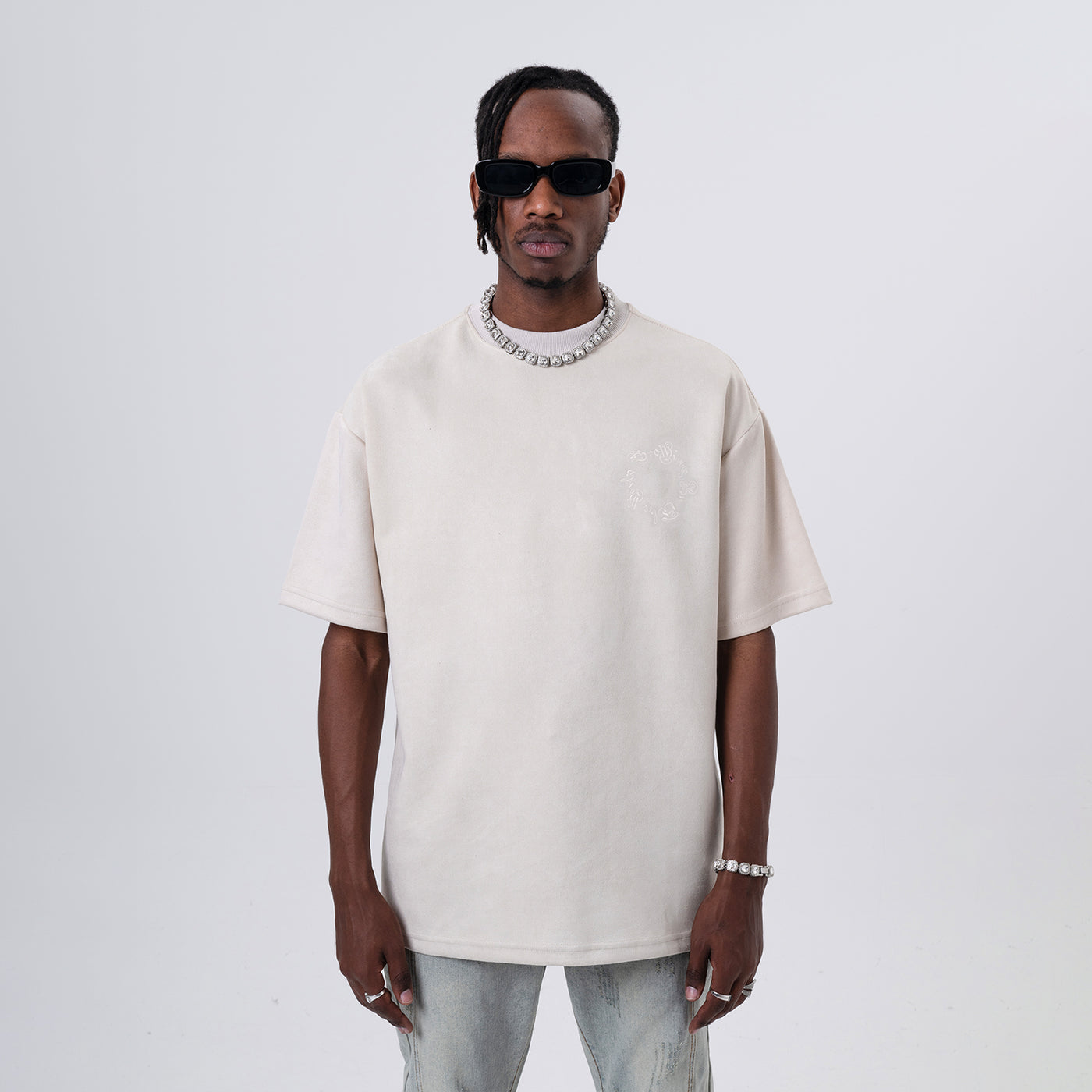 Tonal Arc Suede Graphic Tee - Apricot