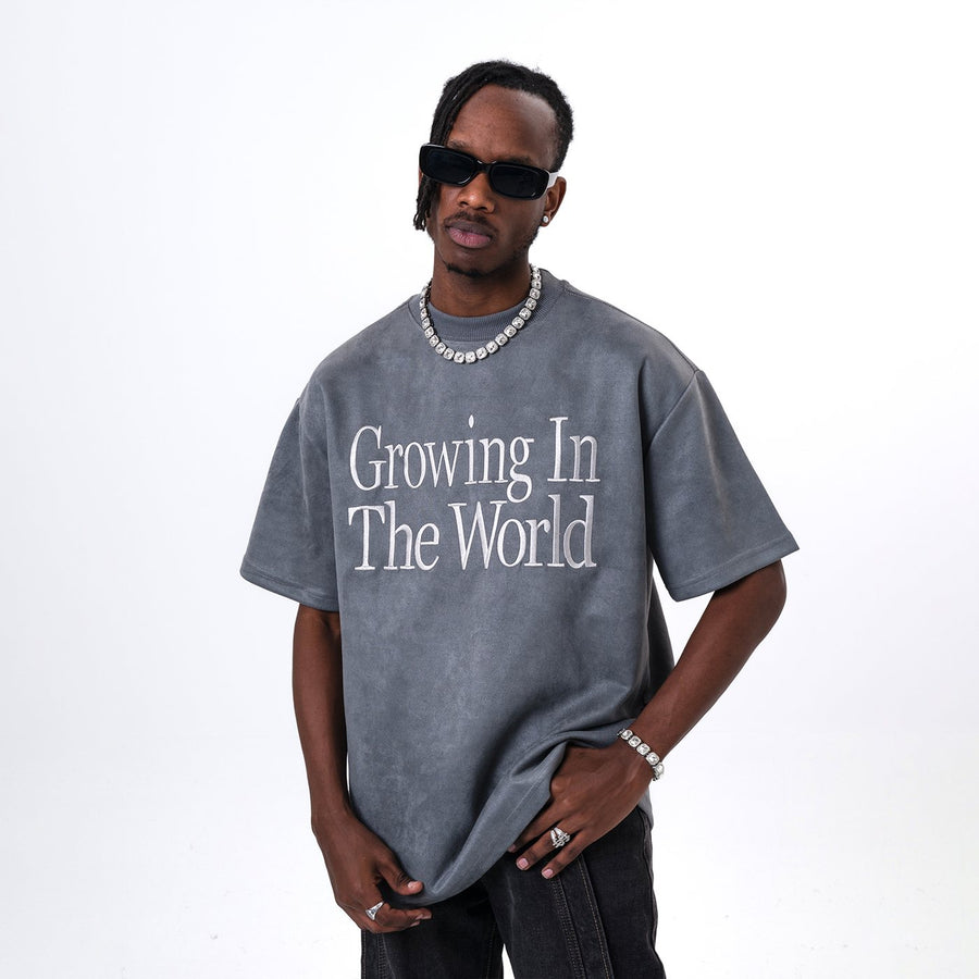 MT99 Growing In The World Suede Tee flat product view