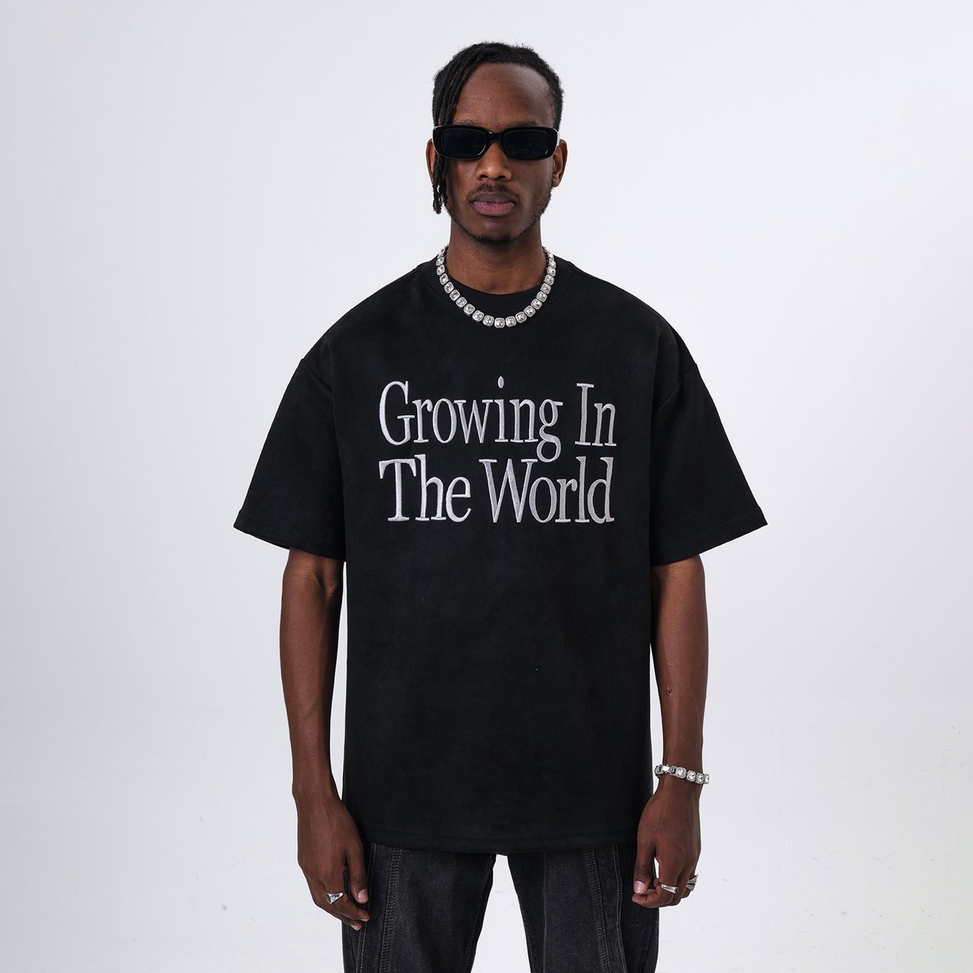 MT99 Growing In The World Suede Tee detail view
