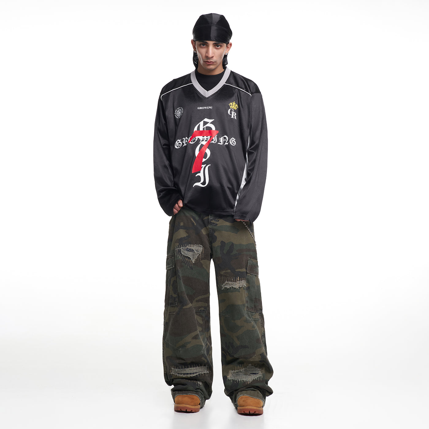 MT99 77 Crown Long Sleeve Jersey black full body model photo