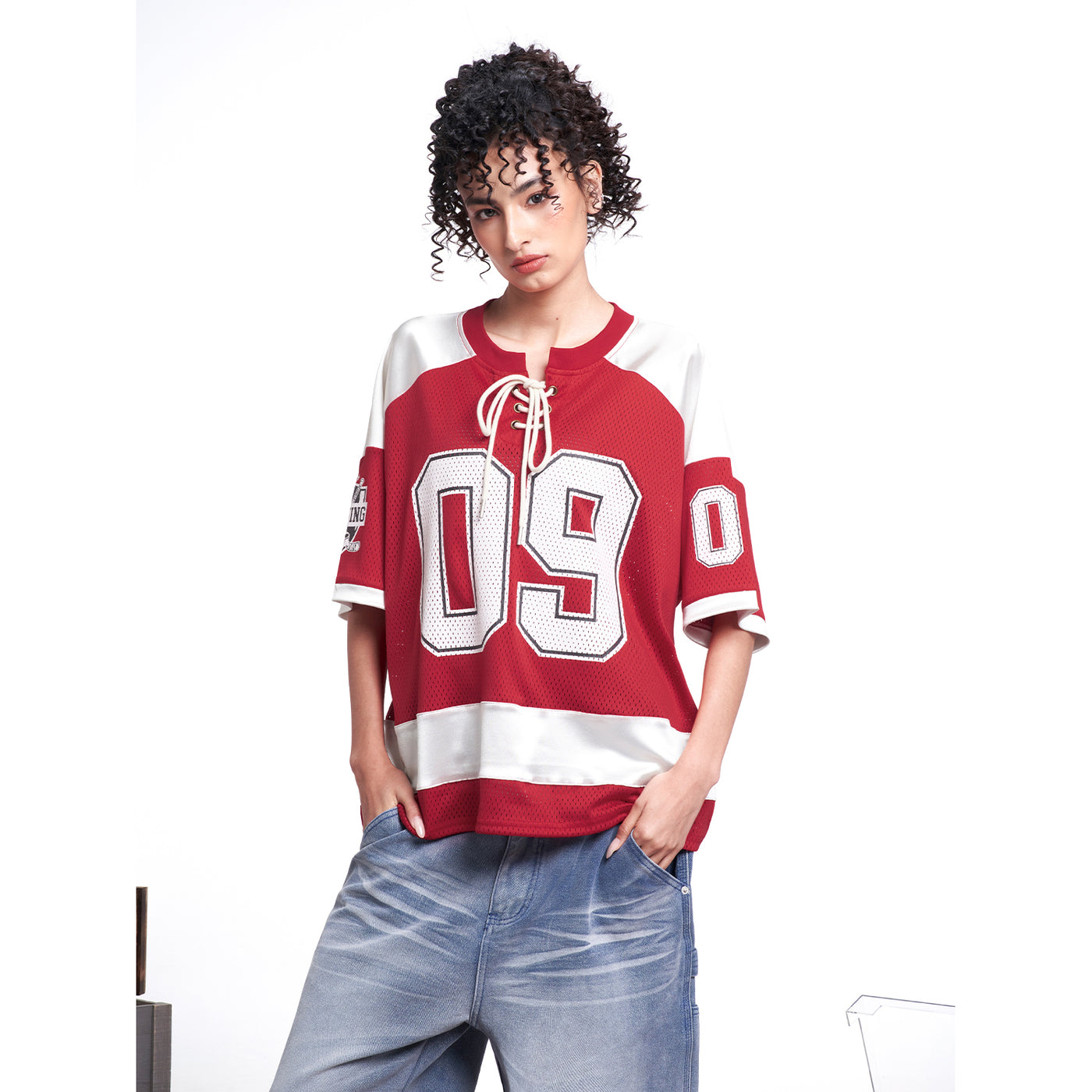 MT99 Lace-Up 09 Football Jersey Red front model