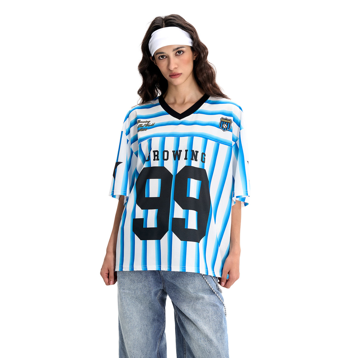 MT99 99 Blue Stripe Football Jersey main product image