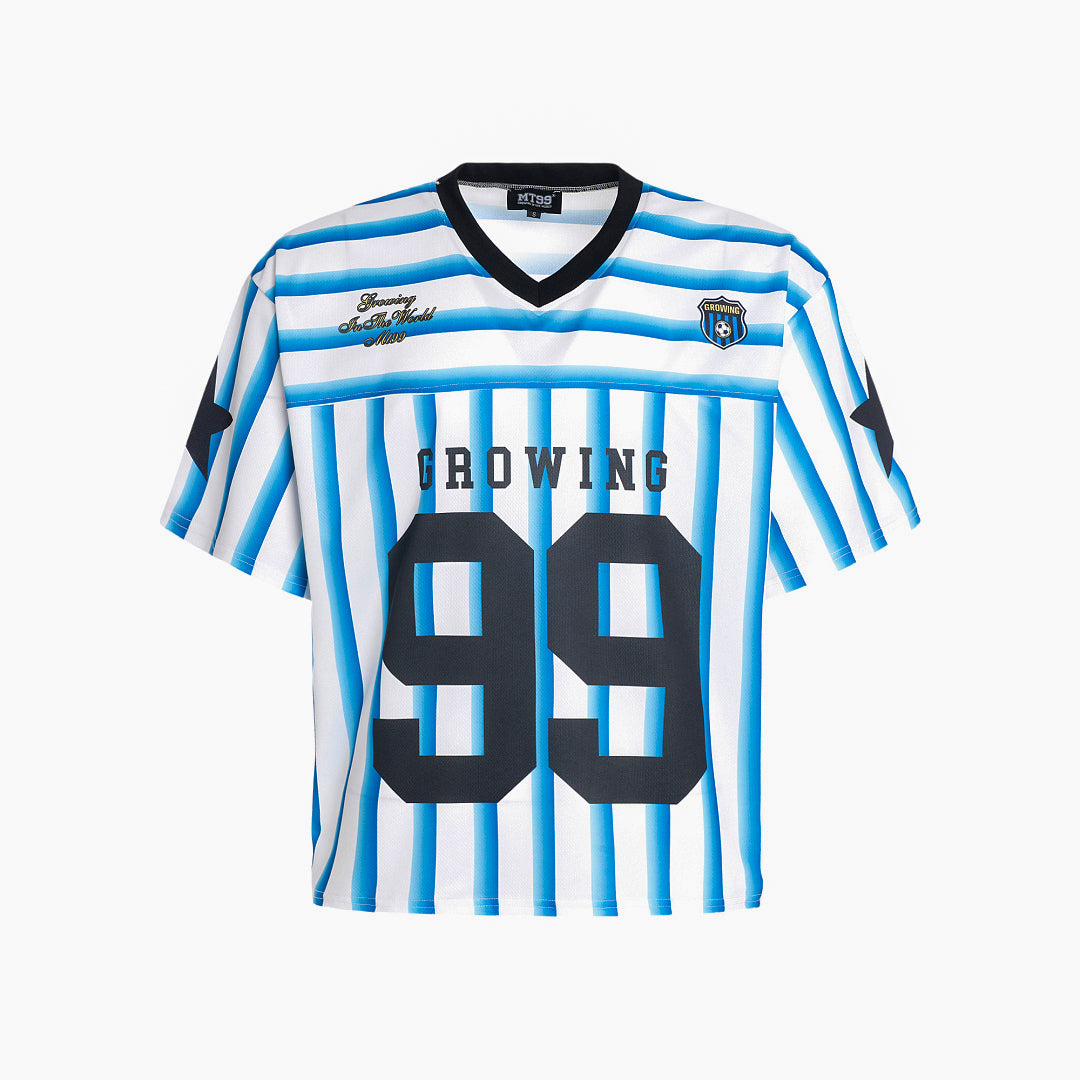 MT99 99 Blue Stripe Football Jersey white blue color image